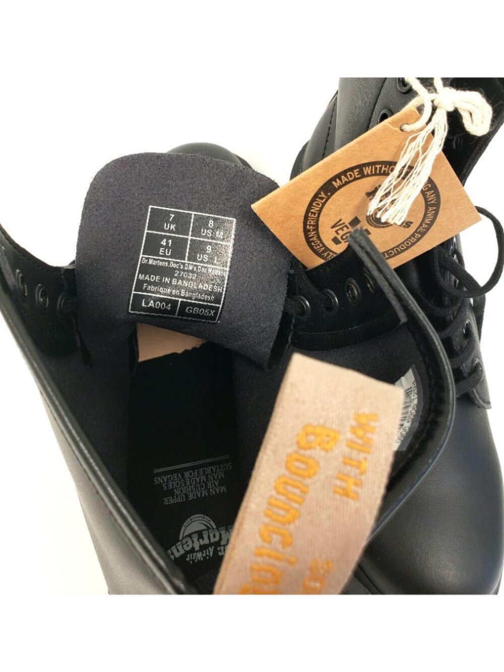 Dr. Martens Vegan 1460 Bex Mono Lace Up Combat Boots Black US Mens 8 / Womens 9 - Picture 8 of 8